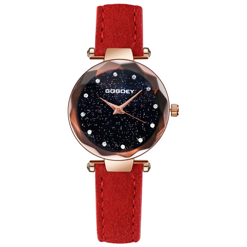 Gogoey frauen Uhren Leder Armbanduhr Frauen Uhren Damen Uhr Mujer Bajan Kol Saati Montre Feminino: red 2