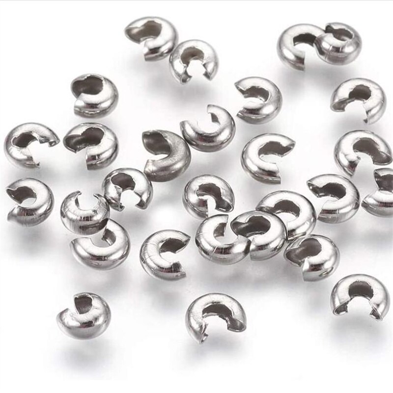 50 pezzi di tappo per perline a crimpare in acciaio inossidabile dorato, tappo per estremità, per orecchini fai da te, creazione di gioielli, accessori, materiali