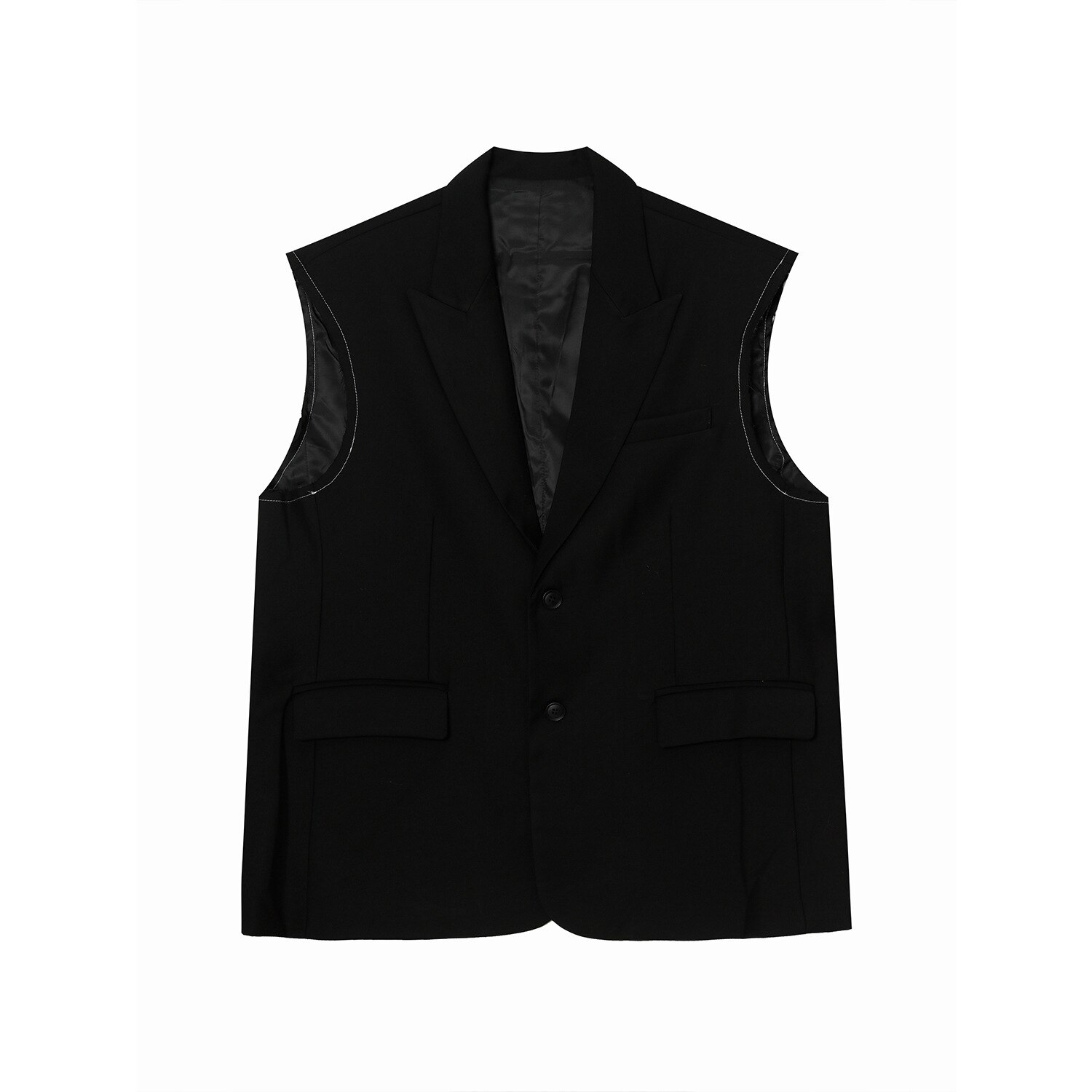 Iefb Herenkleding Lente Causale Pak Vest Koreaanse Mode Ins Losse Casual Vest Met Pocket Grey Mouwloze y5400: Black / XL