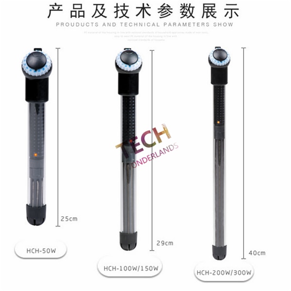 Atman HCH 50w/100w/200w/300w Submersible Heater Heating Rod for Aquarium Glass Fish Tank Temperature Adjustment
