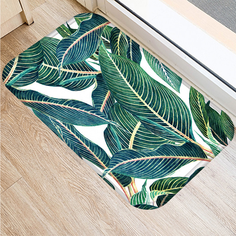 Tropisk monstera mønster køkken indgang 40*60cm dørs måtte koral fløjl tæppe dørmåtte indendørs gulvmåtter skridsikker tæppe 48233: 2dd-48233-009