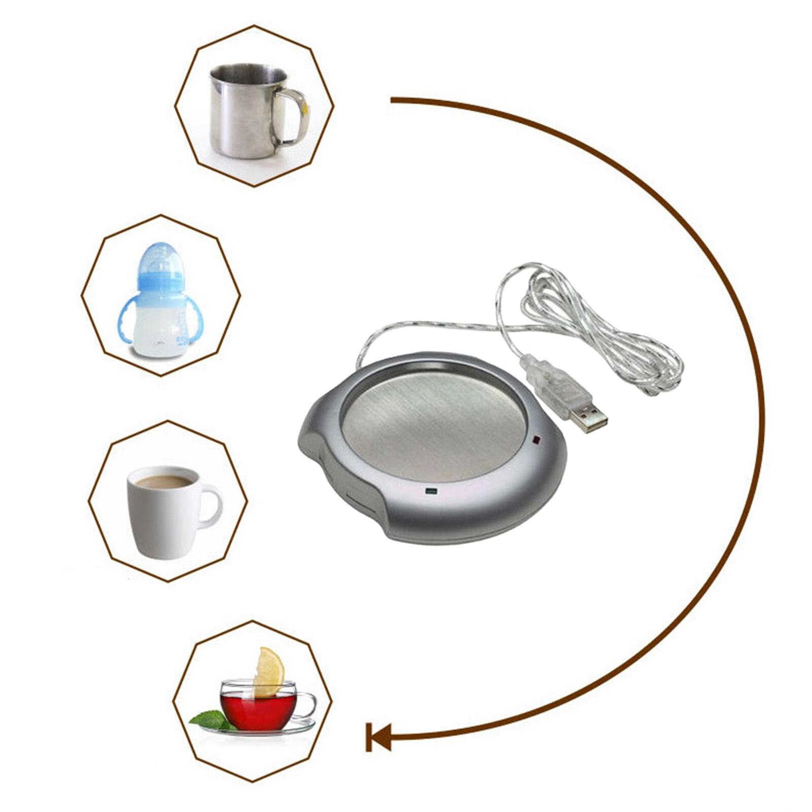 Posavasos eléctrico de aislamiento para el hogar y la Oficina, calentador de tazas de café USB, accesorio para agua con leche y cacao, a la
