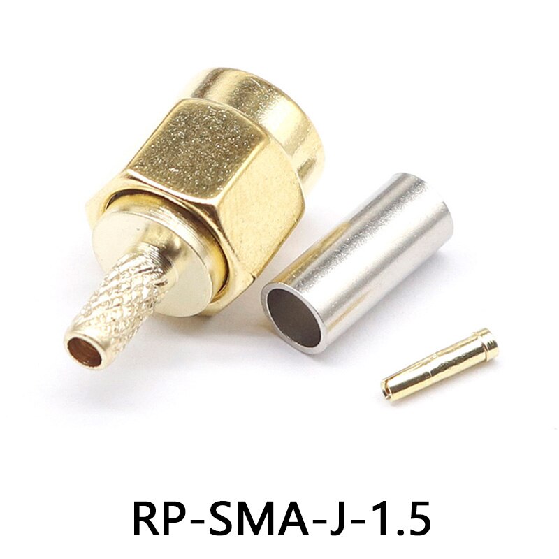 Coaxiale Rf Connector RP-SMA-J-1.5 Omgekeerde Polariteit Mannelijk Hoofd Vrouwelijke Pin Wifi Antenne Verlengkabel Connector: Default Title