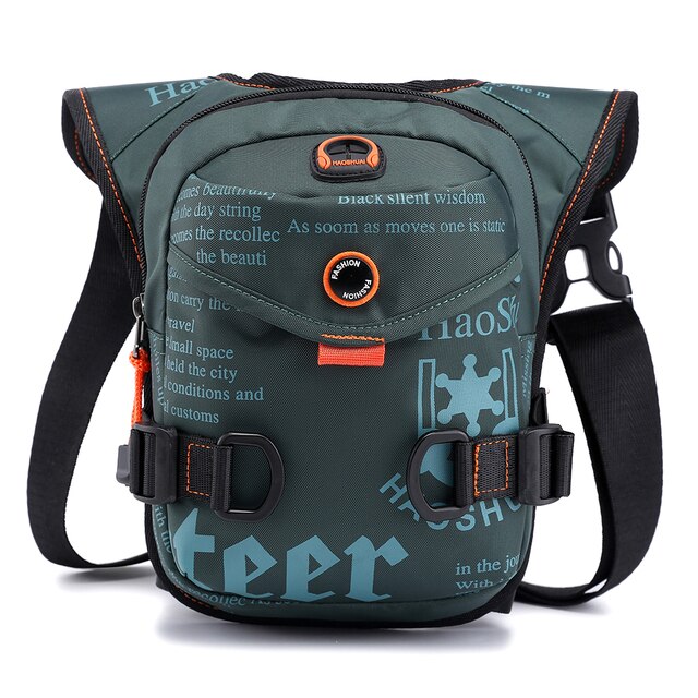 Bolso de pierna al aire libre para hombre, riñonera de poliéster de gran dureza para el muslo, multifunción, con cremallera, bandolera para la cintura: Dark Green