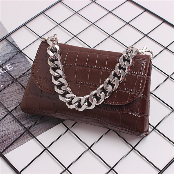 Summer Retro belt bag female Waist Bags Crocodile pattern chains shoulder messenger bags PU leather Womens Bag: A-Brown (crocodile)