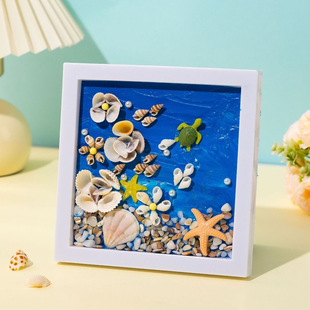 Multicolor DIY Photo Frame Wood Material 3D 3D Ocean Scenery Painting Cartoon Handmade Photo Wood Frame Scrapbooking