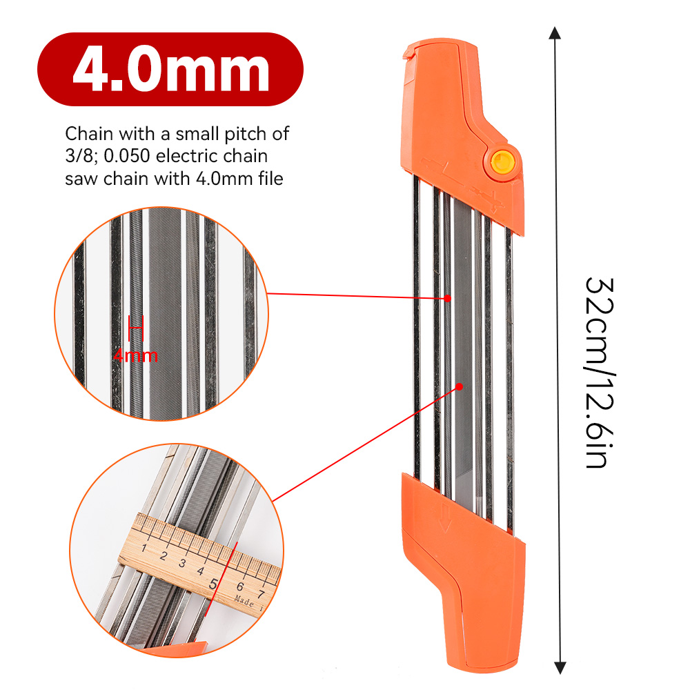 2 In 1 Easy File Chainsaw Chain Sharpener 3/8 P 4.0mm Saw Teeth Set Fast Sharpening With 2pcs 5/32 Inch Files Chain Sharpener: Red