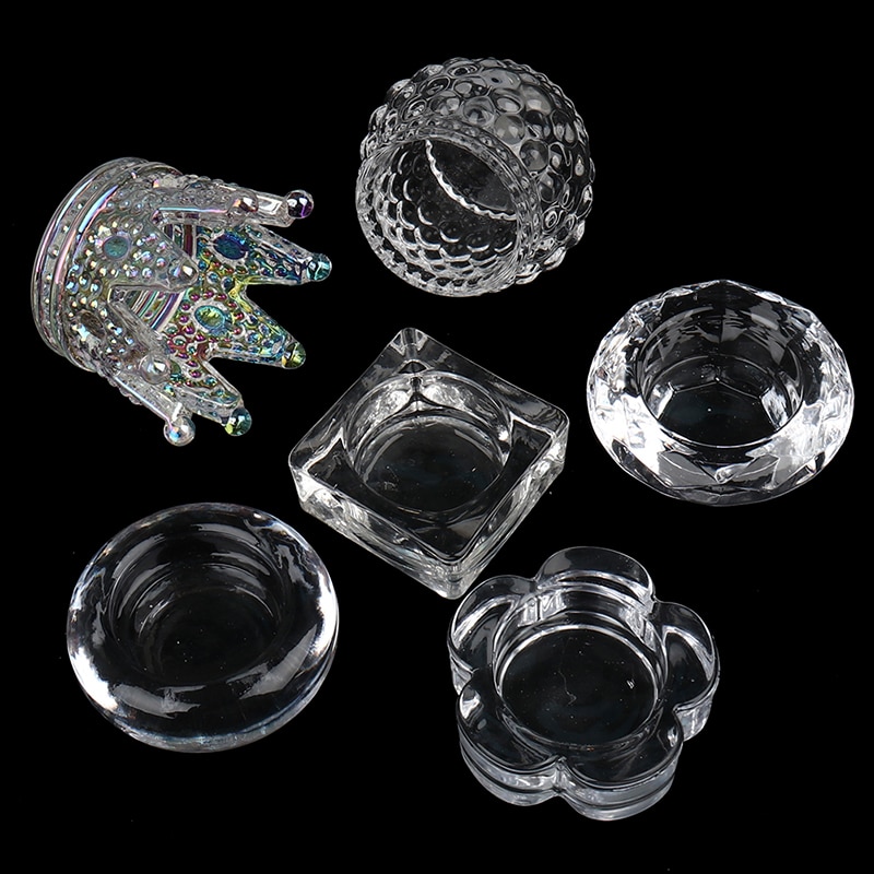 1Pc Crystal Glass Cup Nail Liquid Container Mini Bowl Dappen Dish Holder Nail Tool