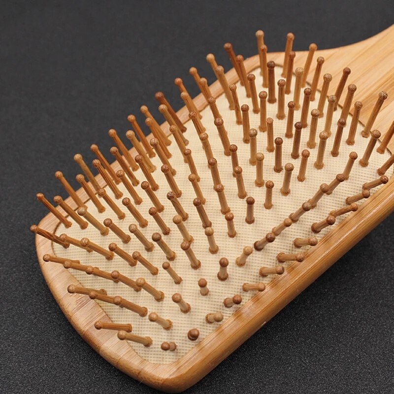 Natürliche Bambus Kopfhaut Massage Haarpflege Anti-Statische Paddel Griff Entwirren Haar Pinsel Kissen Kamm Friseur Styling Werkzeuge