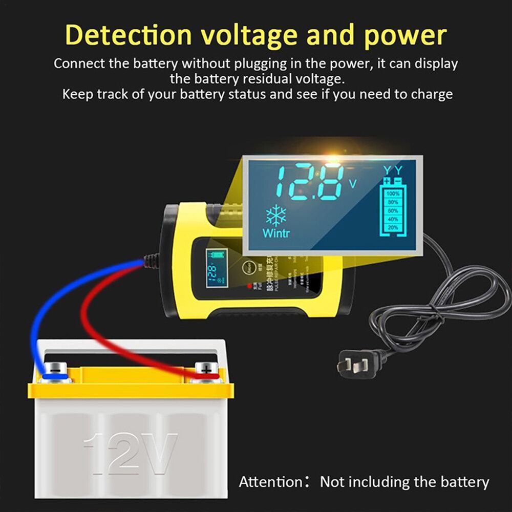 Cargador de batería de coche 110V a 220V a 12V 6A LCD rápido inteligente para Auto coche motocicleta plomo-ácido carga automática de baterías