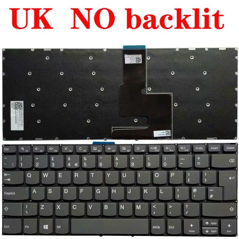 US/UK/SP/Spanish laptop keyboard for LENOVO IdeaPad 3-14IIL05 3-14IJL05 3-14IML05 3-14ITL05 Zhaoyang K43C-80 E43-80: UK NO backlit