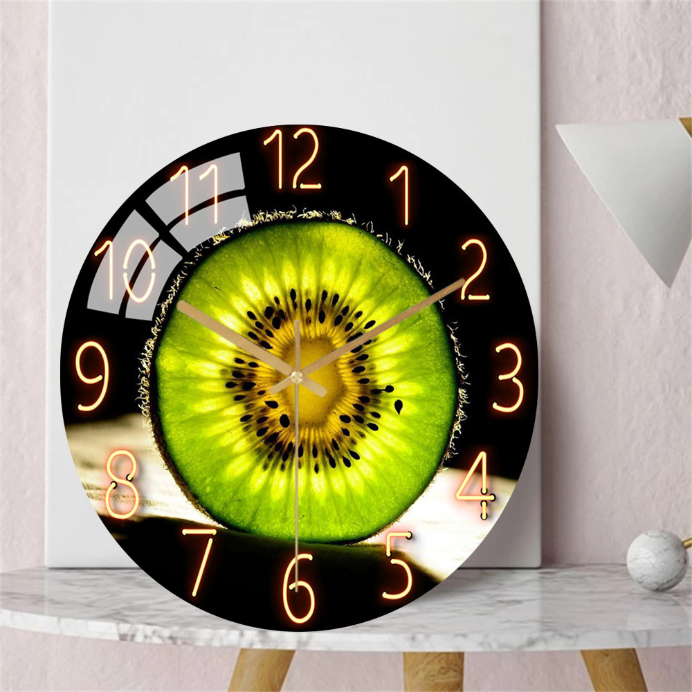 Quiet Round Fruit Wall Clock Kitchen Home Decor Water droplets Modern 3D Clocks for Living Room Decoration Accessories