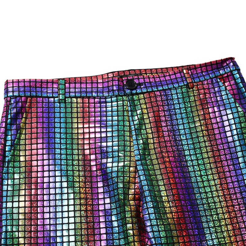 Shenrun Men Pants Cool Gold Stamping Casual Trousers Glossy Night Club Hip Hop Costume Stage Dress Ball Singer Prom