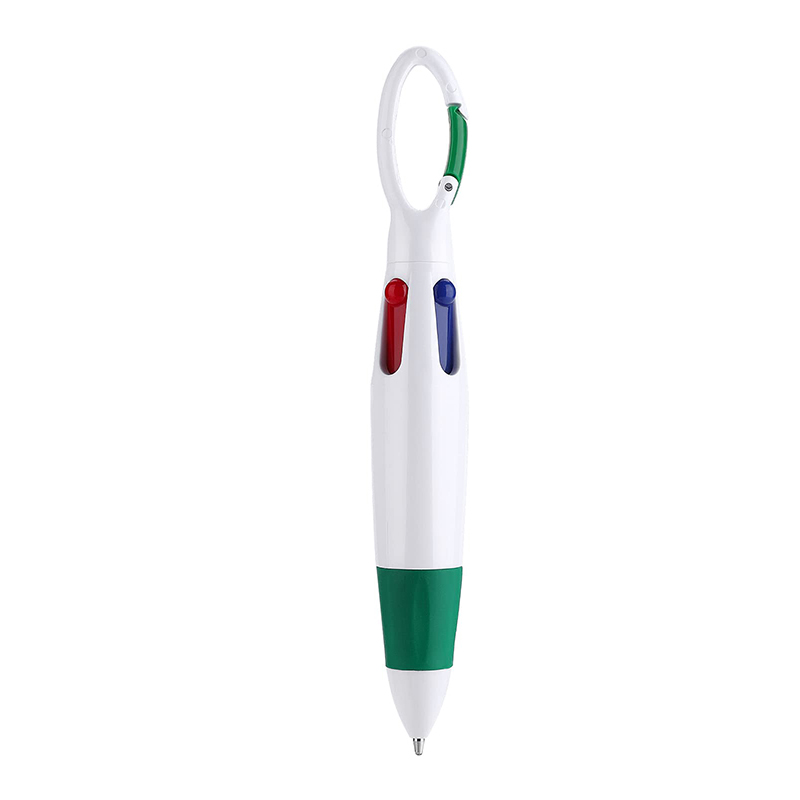 24 Pcs Retractable Shuttle Pens with Carabiner Clip 4-in-1 Ballpoint Pens Multicolor Pens with Buckle Keychain on Top: Light Grey