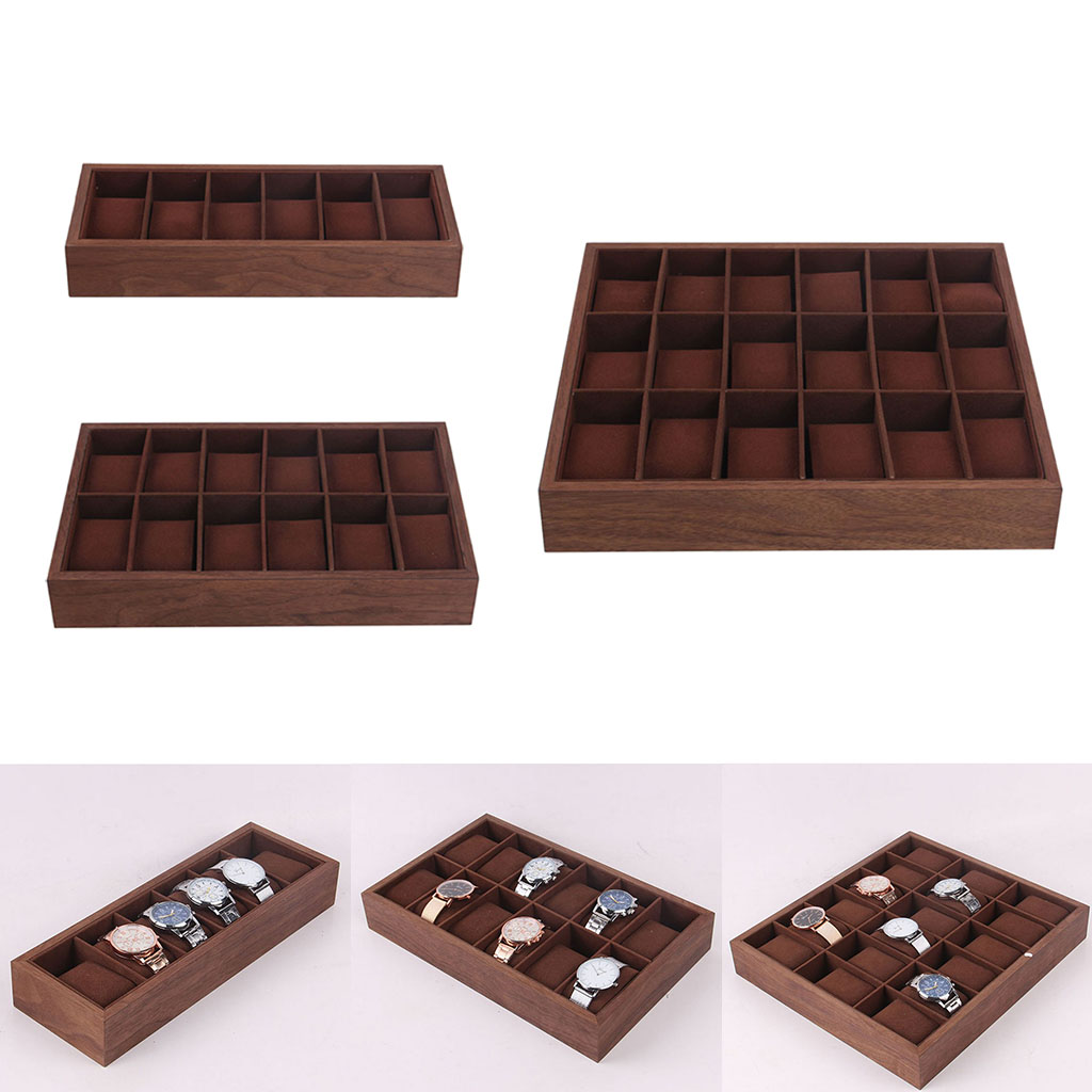 Wood Watch Box Display Tray with Pillow Jewelry Organizer Container 6/12/18 Slot Watch Case for Cuff links Earrings Bracelets