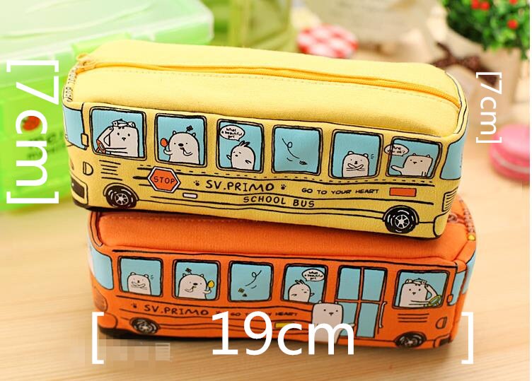 4 cores kawaii grandes sacos de lápis de ônibus 3d caso multifunções 2016 nova capacidade material escolar papelaria quente