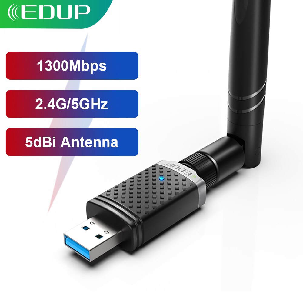 EDUP USB WIFI adattatore 1300Mbps 5Ghz 2.4Ghz doppio gruppo musicale Wi-Fi dongle RTL8812BU USB 3.0 Del computer AC di Rete carta per PC Accessori: Default Title