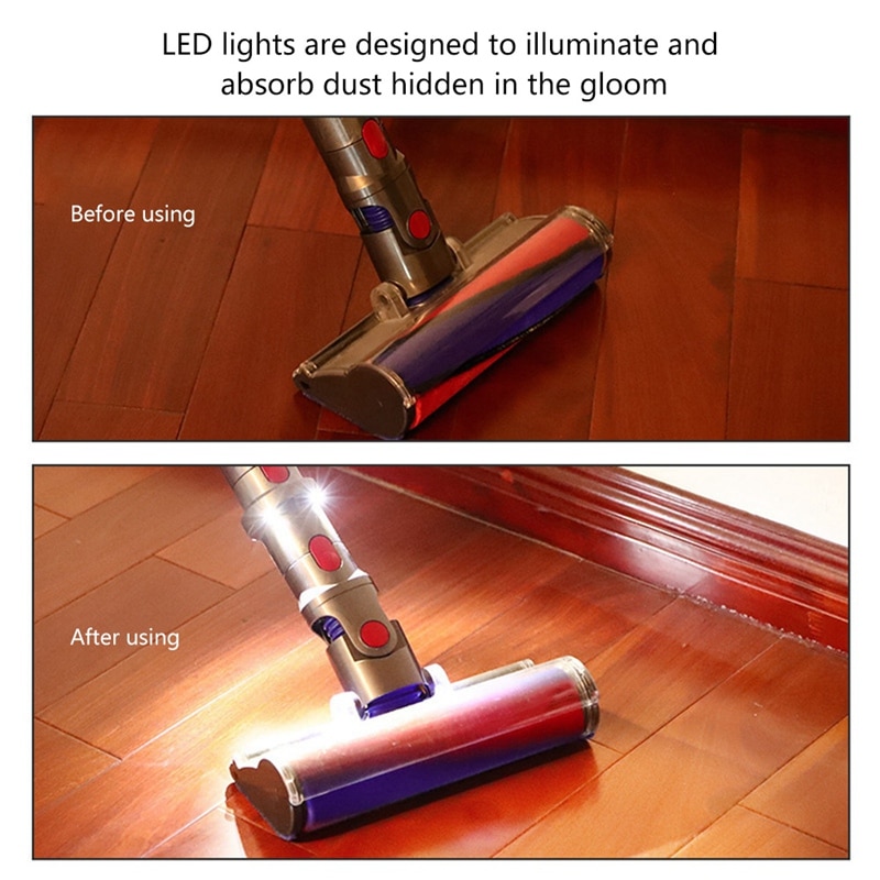 Electric Floor Brush Head For Dyson V7 V8 V10 V11 Vacuum Fluffy Soft Roller Head Quick Release Floor Head+LED Converter