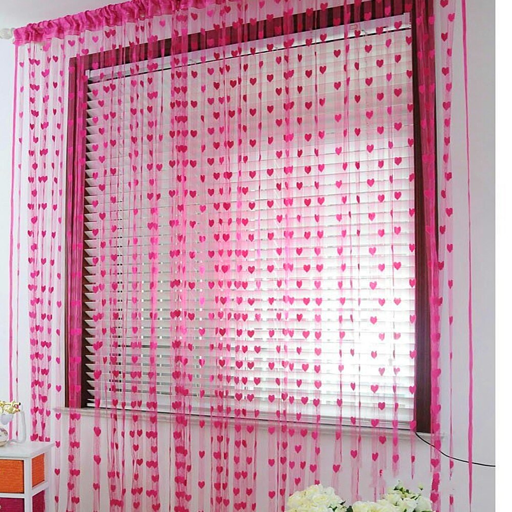 Behogar 1 m x 2 m Kwastje Lijn String Drape Sheer Gordijn voor Muur Deur Window keuken woonkamer Slaapkamer curtainsCortina Divider: Rose