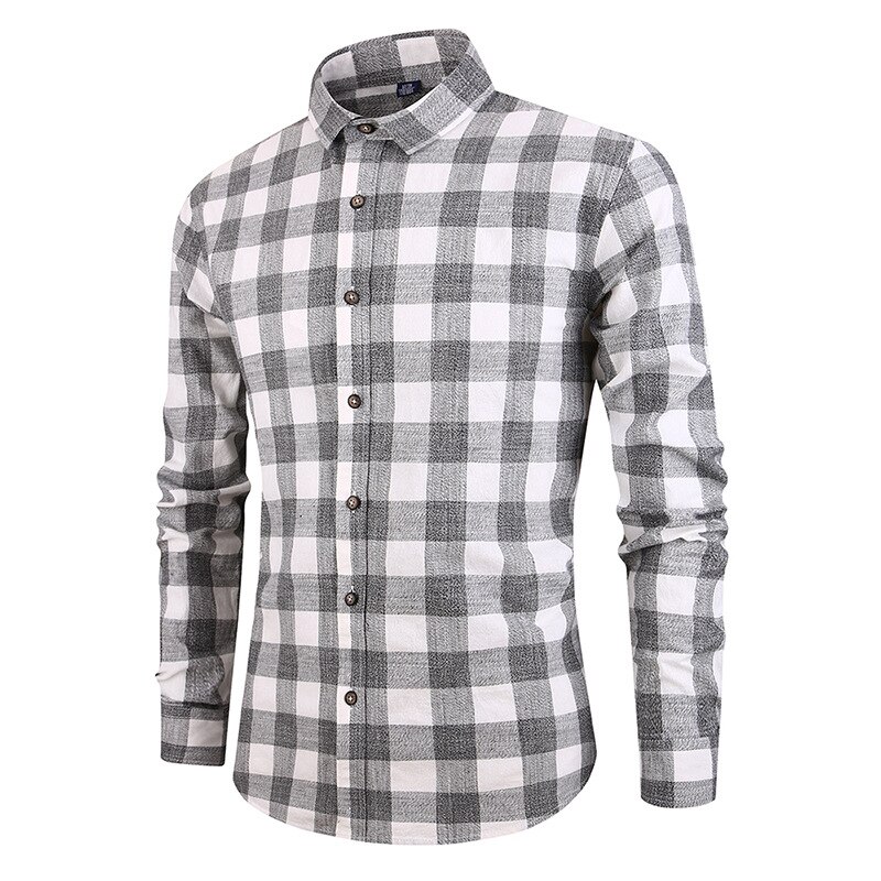 Herfst En Winter Mannen Shirt Katoen-Gekleurde Spinning Plaid Koreaanse Slim Toevallige Lange Mouwen Mannen