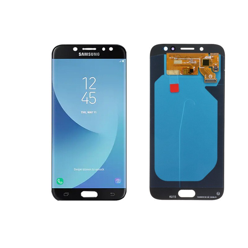 Lcd para samsung galaxy j7 pro 2017 j730 j730fm/ds display touch screen digitador assembléia com ferramentas de vidro temperado filme: Black