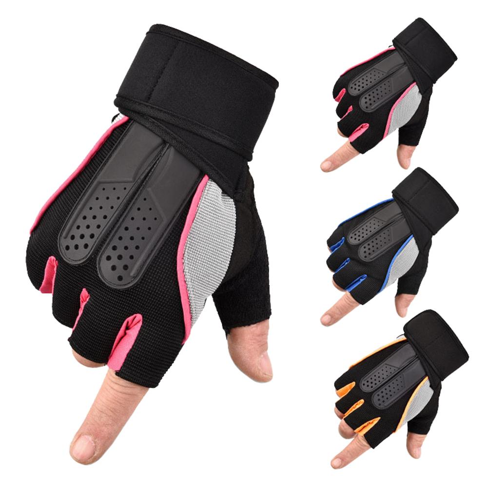 Ginásio fitness exercício levantamento de peso anti-deslizamento pulso envolve luvas protetor de palma fibra de poliéster respirável wear-resistant