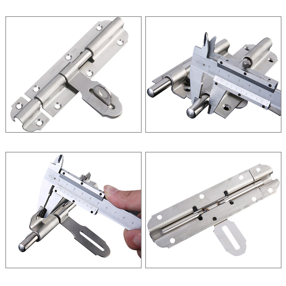 Door Lock, Heavy-Duty Thickened Brushed Stainless Steel Door Latch Slide Barrel Bolt Clasp (7.8")