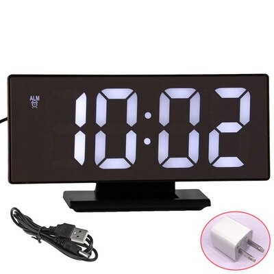 Large screen LED digital clock HD mirror bedside electronic watch ins simple bedroom alarm clock luminous mute: 5