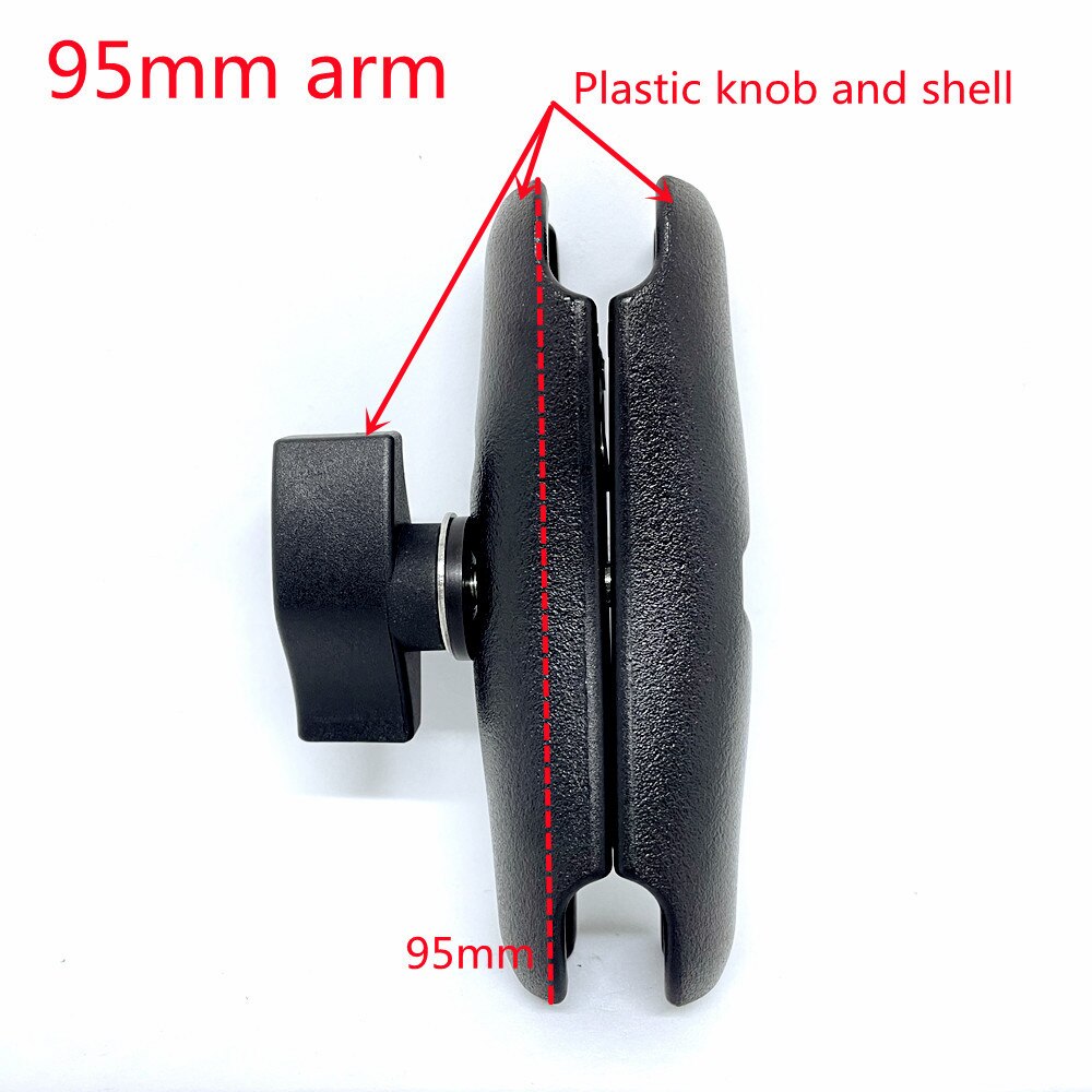 Jadkinsta Ball Head Black Phone GPS Holder Mount Motorcycle Base with 10mm Hole autocycle Stand for Gopro Xiaomi for iPhone: 95mm arm