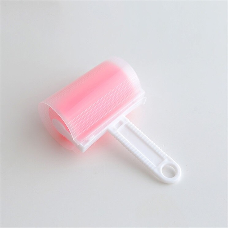 1pc Portable Washable Anti-Static Clothes Dust Removal Sticky Hair Tumble Lint Rollers for Wool Clothing Bedding with Cover: Pink with Cover
