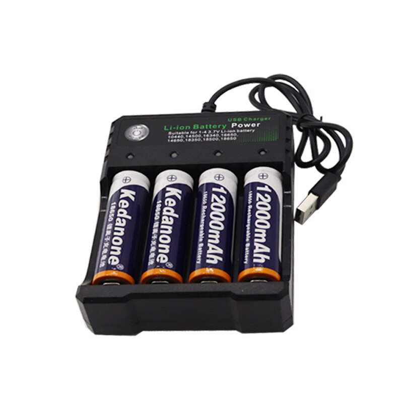 18650 batterij 3.7 V 12000 mAh oplaadbare li-ion batterij voor Led zaklamp batterij 18650 batterij + USB lader