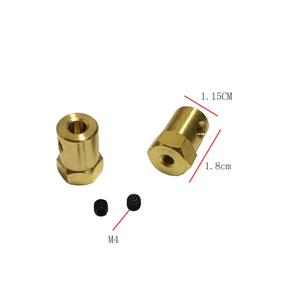 10pc Hexagonal Brass Coupling length 18mm Hex Connector Robot Accessories Shaft 3mm 4mm 5mm 6mm 7mm 8mmYellow Copper Screw Wheel