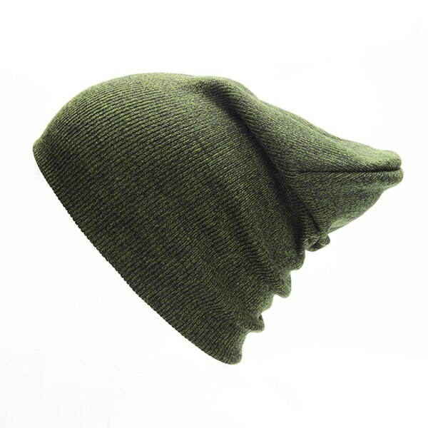 Bonnets doux pour hommes casquette d'hiver femmes Polyester Slouchy tricoté chapeau pour garçons décontracté Ski chapeau femme Hip Hop automne bonnets fille: Vert armée