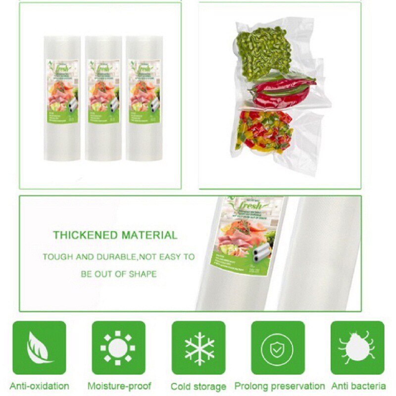 Vacuum Bags for Food Vacuum Sealer Food Fresh Long Keeping 12+15+20+25+28cm*500cm Rolls/Lot Bags for Vacuum Packer