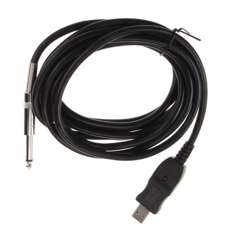 Guitar Bass 1/4 6.3mm To USB Interface Link Connection PC Instrument Cable Audio Adapter Converter USB Guitar Cable 3M Z70