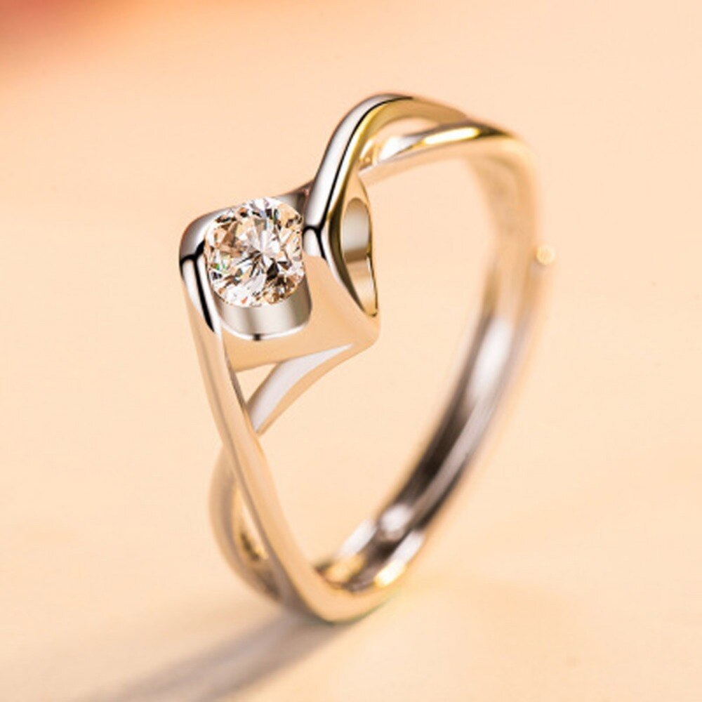Neue Silber Überzogene Elegante Kristall Stein Charme Zirkon Ringe