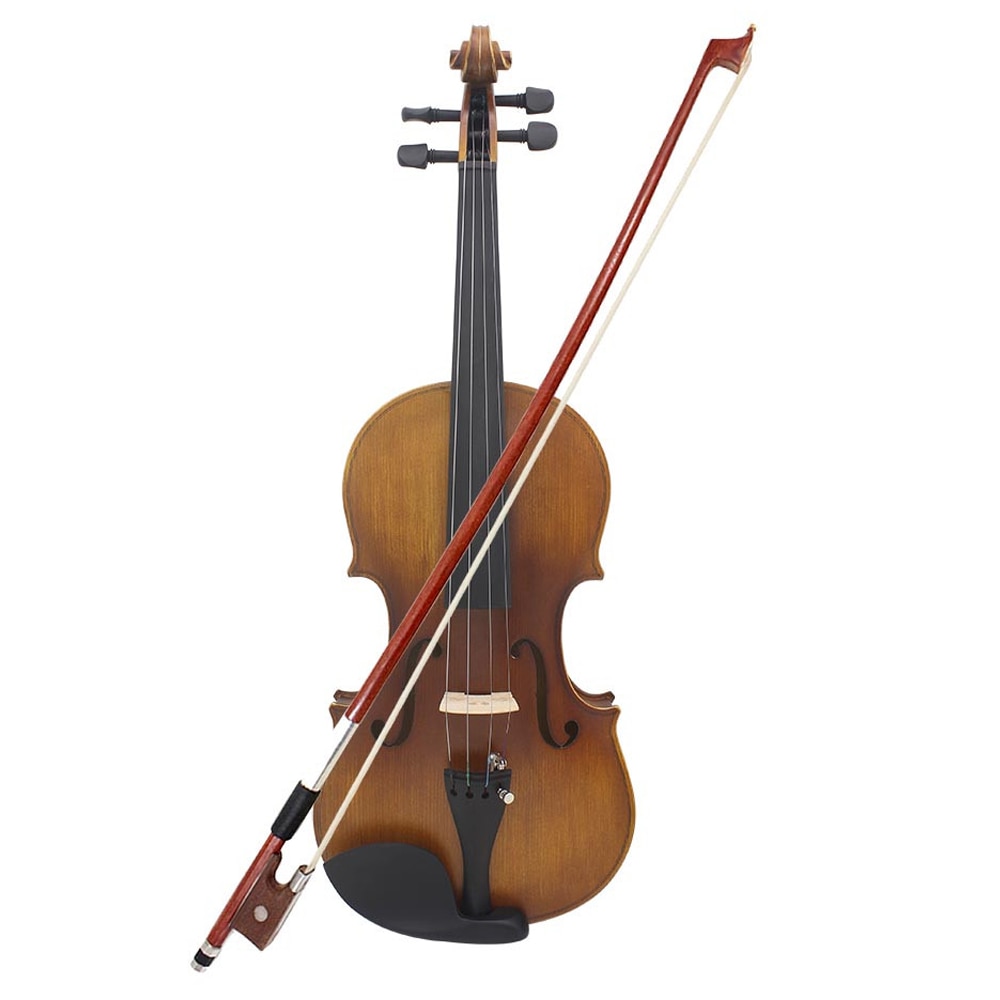 4/4 Full Size Viool Fiddle Matte Afwerking Sparren Gezicht Boord Ebbenhouten Toets 4-String Instrument Met Hard Case Boog rosin Schoon