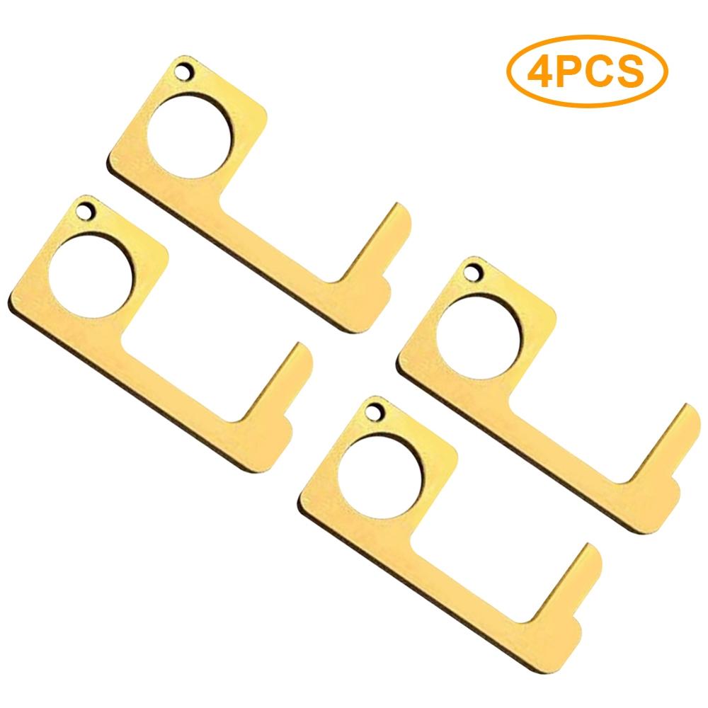 No Touch Open Door, Door Opener, Mini Self-Cleaning Reusable Handle Tools Press Elevator Button Gereedschap Hand Stick Outdoor: 4pcs gold