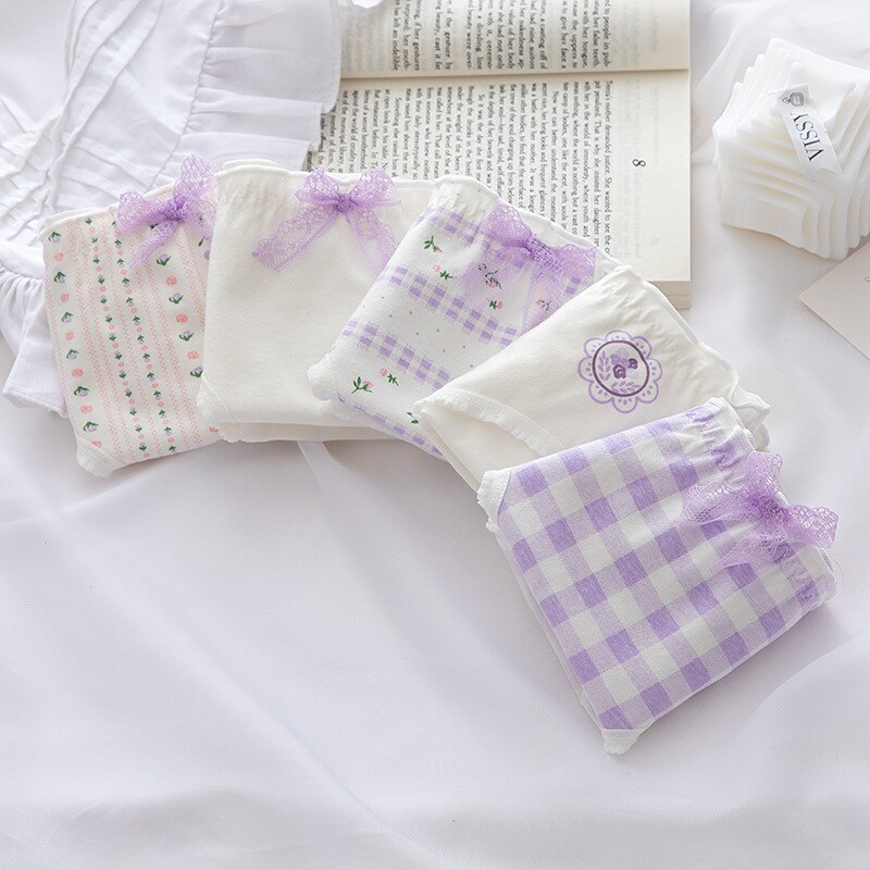 Calzoncillos morados para adolescentes, bragas de algodón cómodas, ropa interior a cuadros para niños, novedad, 6 uds.