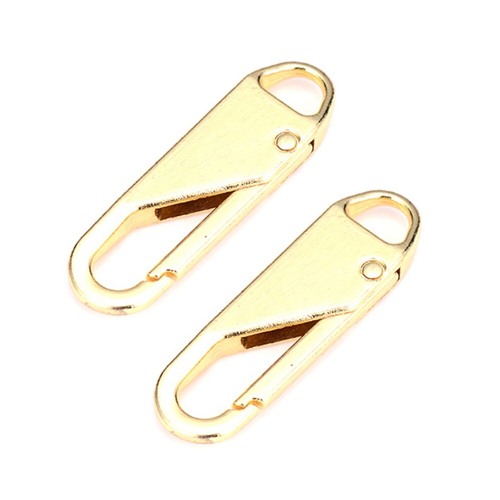 2Pcs Metalen Rits Rits Reparatie Kits Rits Pull Voor Rits Slider Naaien Diy Craft Naaien Kits Metal Zip: Golden 2pcs