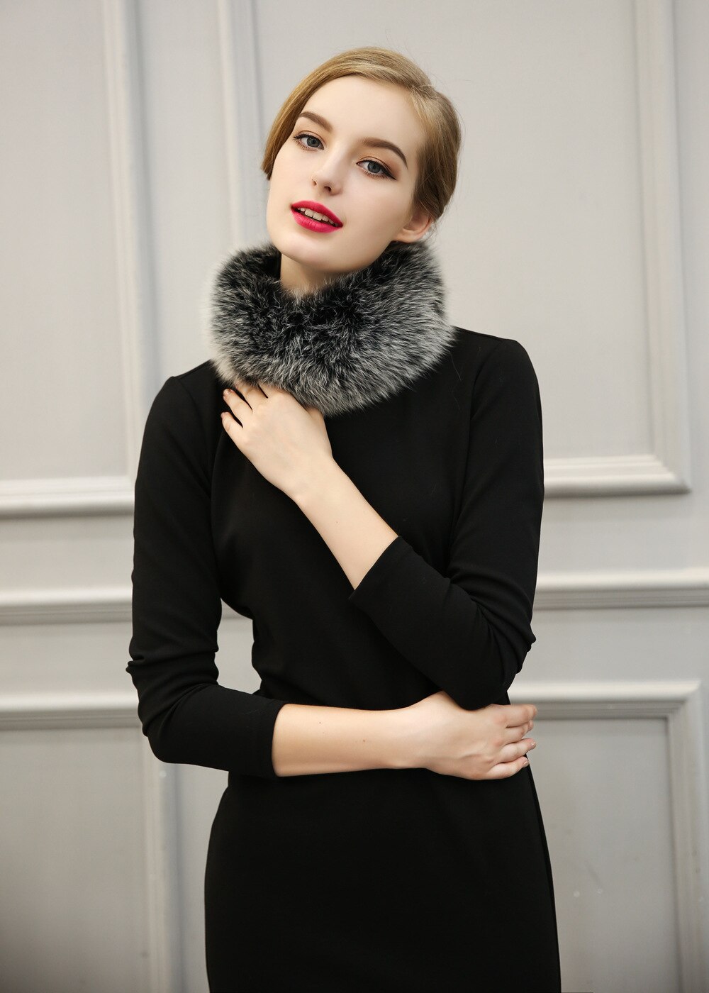 Écharpe en fausse fourrure de renard pour femme, foulard d'hiver, à la , châle, étole, tour de cou en fourrure