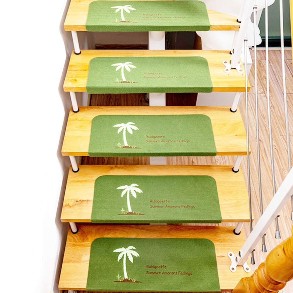 5 uds. De escalera , escalera, Protector interior, estera luminosa, cinta autoadhesiva antideslizante para suelo, Alfombra de seguridad, decoración del hogar: Green / Coconut Tree