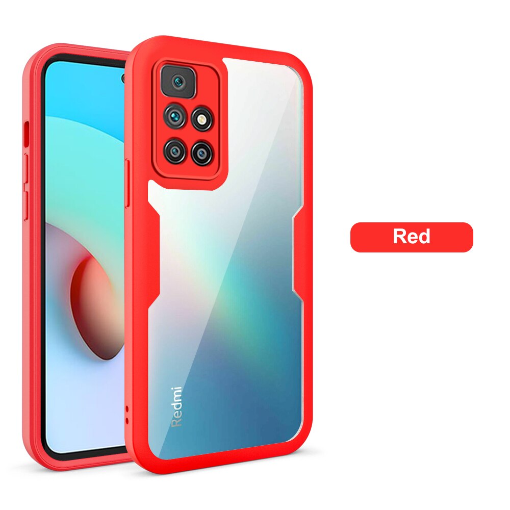 360 Graden Full Body Bescherm Shell Voor Xiaomi Redmy 10 Case Redmi 10 Redmi10 21061119DG 4G Tpu + Pc dubbelzijdig Shockproof Coque: For Redmi 10 / Red-04