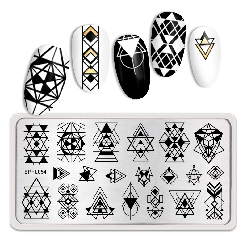 Geboren Pretty Fire Rechthoek Stempelen Template Manicuring Nail Art Afbeeldingsstempel Plate Exotisme BPX-L012: BP-L054