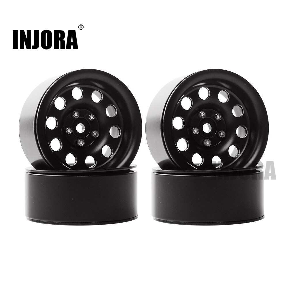 Injora 4 Stuks Metal 2.2 Inch Beadlock Velg Voor 1/10 Rc Crawler Axiale SCX10 RR10 90053 AX10 Wraith 90056 90045 90048 Yeti: Black AX2016