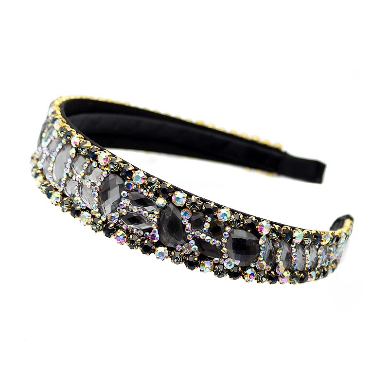 45mm Breite WunderschöNe Voll Kristall Königin Tiara Stirnband Diamant Hochzeit Kopfschmuck Strass Frauen gepolstert Haar Band Braut Schmuck: 30mm Breite grau