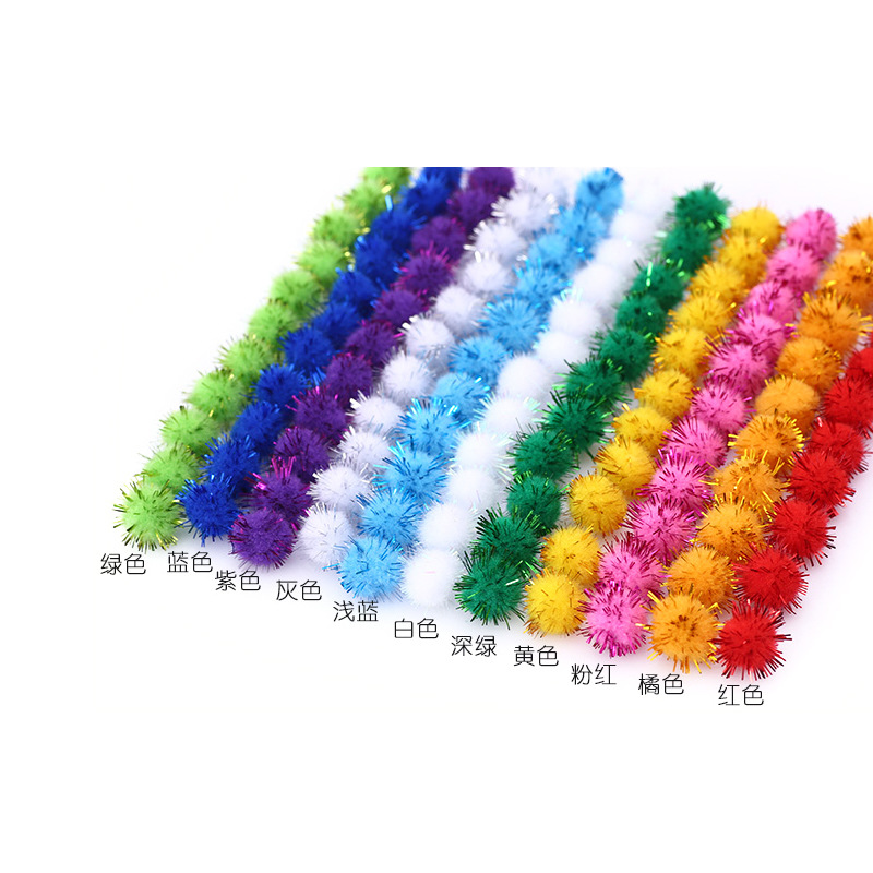 100pz 15mm palline glitterate colorate pompon palle pelose bambini forniture artigianali fai-da-te materiali decorativi creativi fatti a mano pom poms