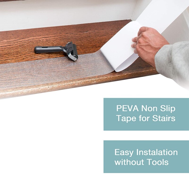 Clear Grip Tape for Stairs,Transparent Non-Slip Stair Treads,Indoor Staircase Step Treads, Anti-Skid Staircase Stickers