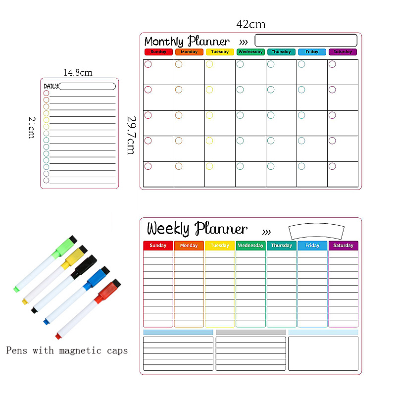 Magnetische Kalender Voor Koelkast Maandelijkse Wekelijkse Planner Whiteboard Kalendertafel Droog Wissen Koelkast Sticker Prikbord Menu: Bordeaux