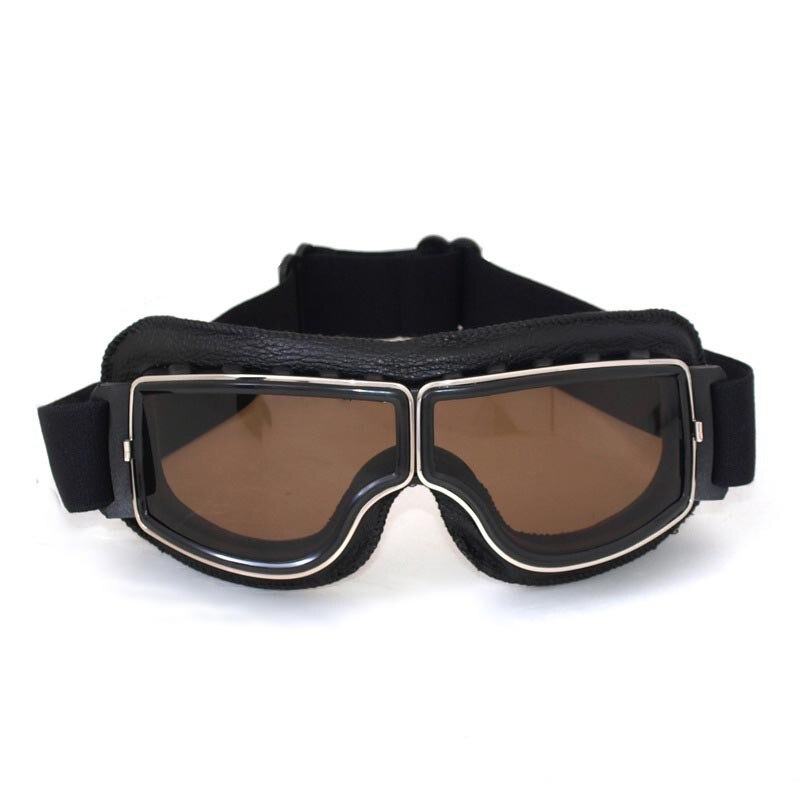 Retro Motorcycle Goggles Glasses Aviator Cruiser Vintage Leather Glasses Cafe Racer Half Helmet Goggles: 6